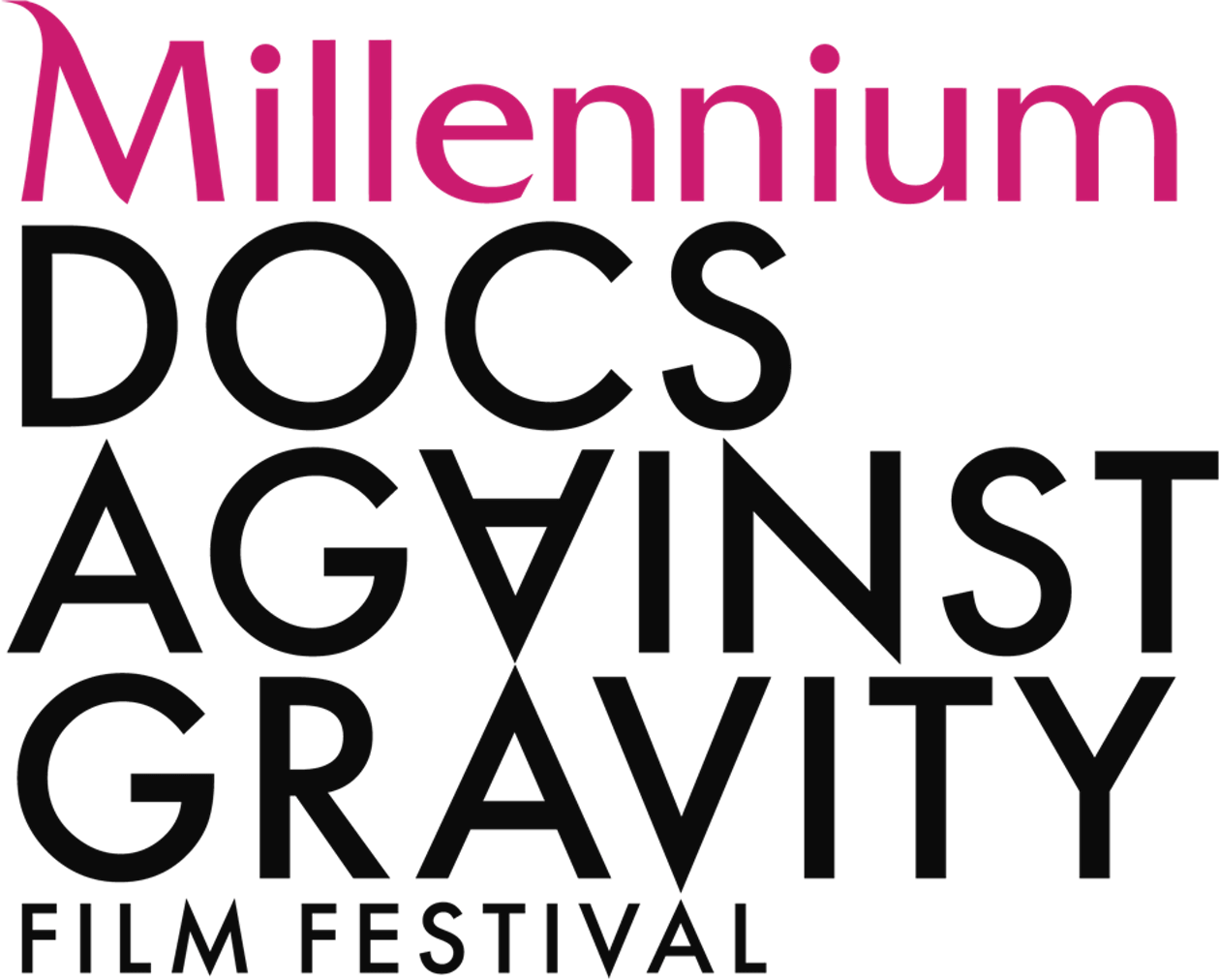 Logo festiwalu filmowego Millennium DOCS AGAINST GRAVITY