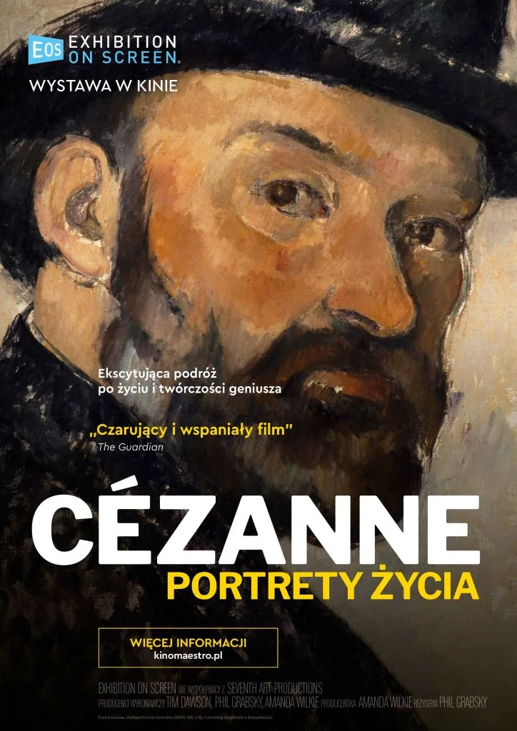 Plakat promujący film. Fragment obrazu przedstawiającego mężczyznę z brodą, w czarnym cylindrze, patrzącego w stronę widza.