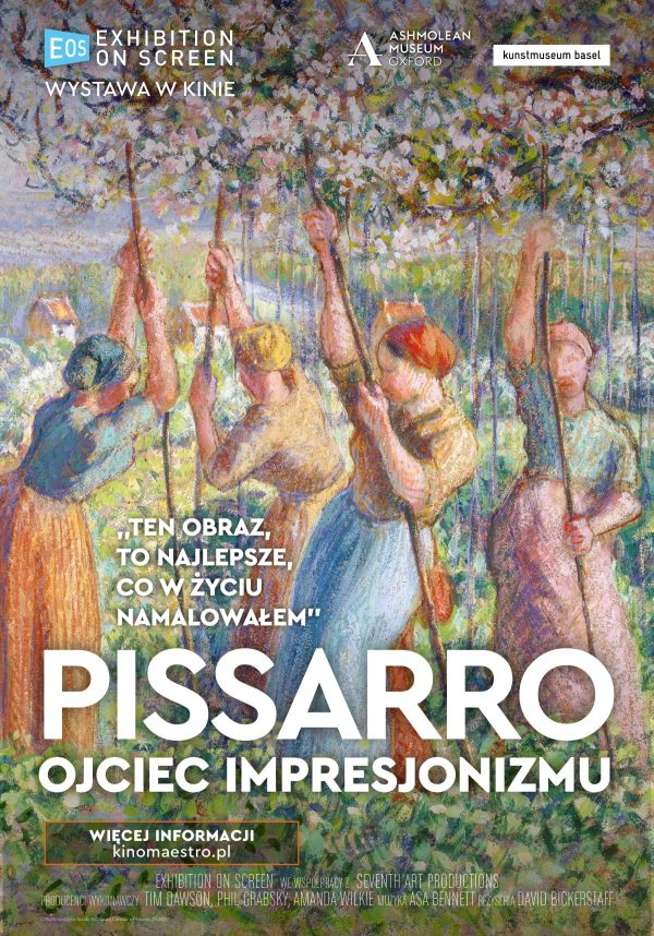 plakat - obraz impresjonistyczny, przedstawia grupę kobiet w sadzie. ubrane są w kolorowe suknie, mają chusty na głowach.